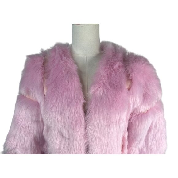 Pink Faux Luxury Fur Jacket Small Lining Soft Plush Warm Winter NEW - Picture 7 of 16